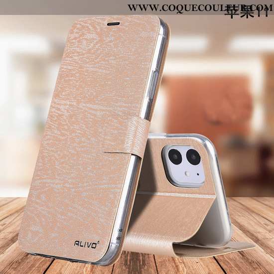 Étui iPhone 11 Fluide Doux Cuir Tout Compris, Coque iPhone 11 Silicone Marron