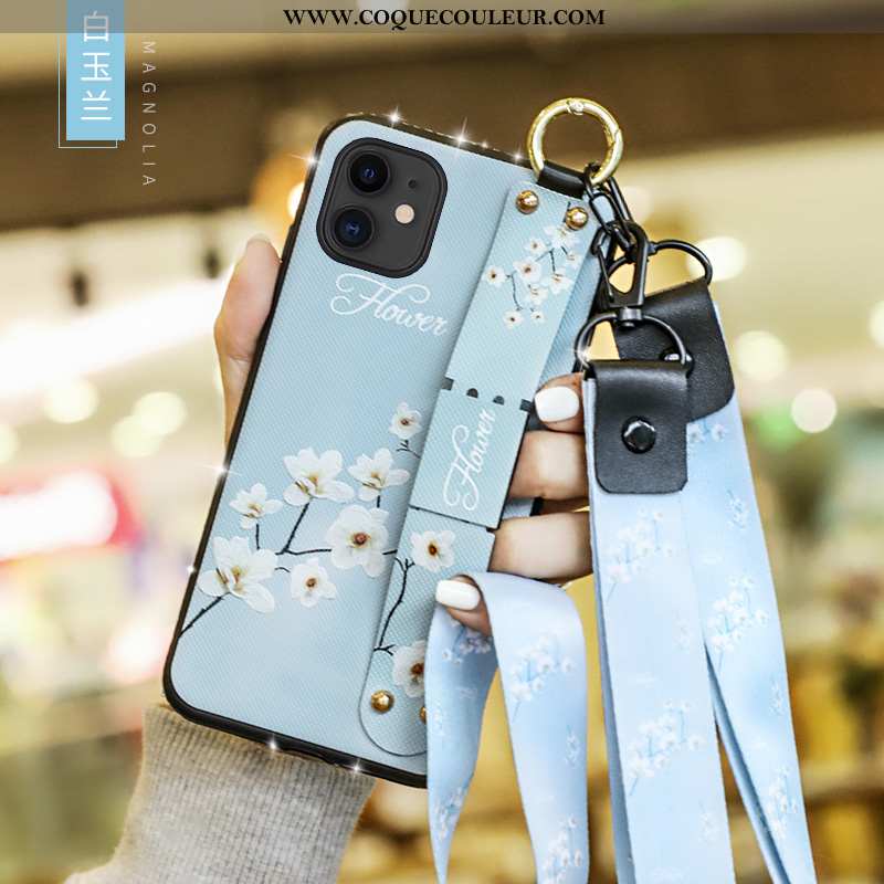 Housse iPhone 11 Protection Téléphone Portable Tendance, Étui iPhone 11 Personnalité Longue Bleu