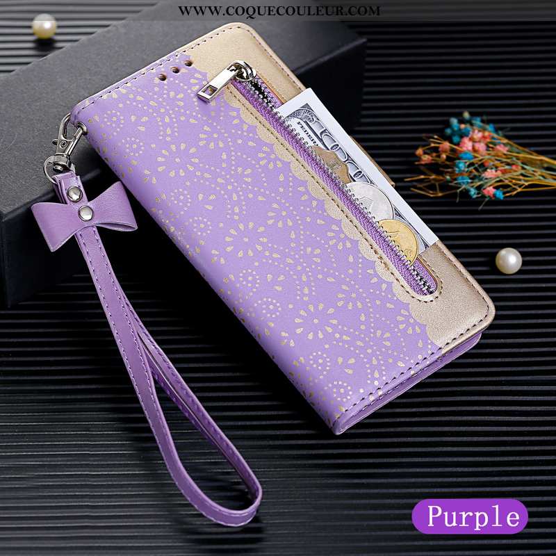 Coque iPhone 6/6s Plus Créatif Luxe Étui, Housse iPhone 6/6s Plus Fermeture Éclair Cuir Violet