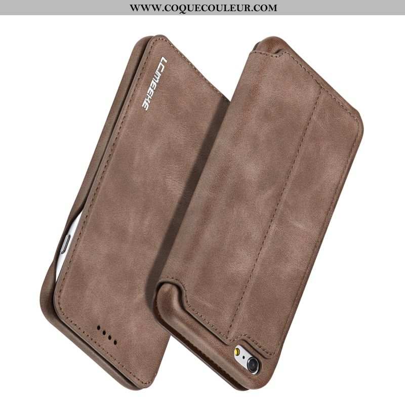 Étui iPhone 6/6s Plus Cuir Tout Compris Coque, Coque iPhone 6/6s Plus Silicone Nouveau Marron