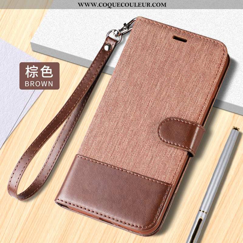 Housse iPhone 6/6s Plus Cuir Coque Net Rouge, Étui iPhone 6/6s Plus Téléphone Portable Marron