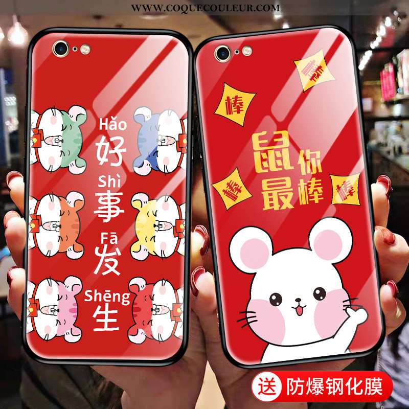 Étui iPhone 6/6s Plus Dessin Animé Nouveau Difficile, Coque iPhone 6/6s Plus Charmant Verre Rouge