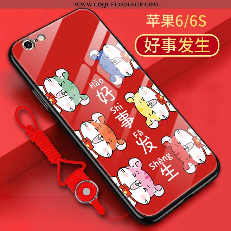 Étui iPhone 6/6s Plus Dessin Animé Nouveau Difficile, Coque iPhone 6/6s Plus Charmant Verre Rouge