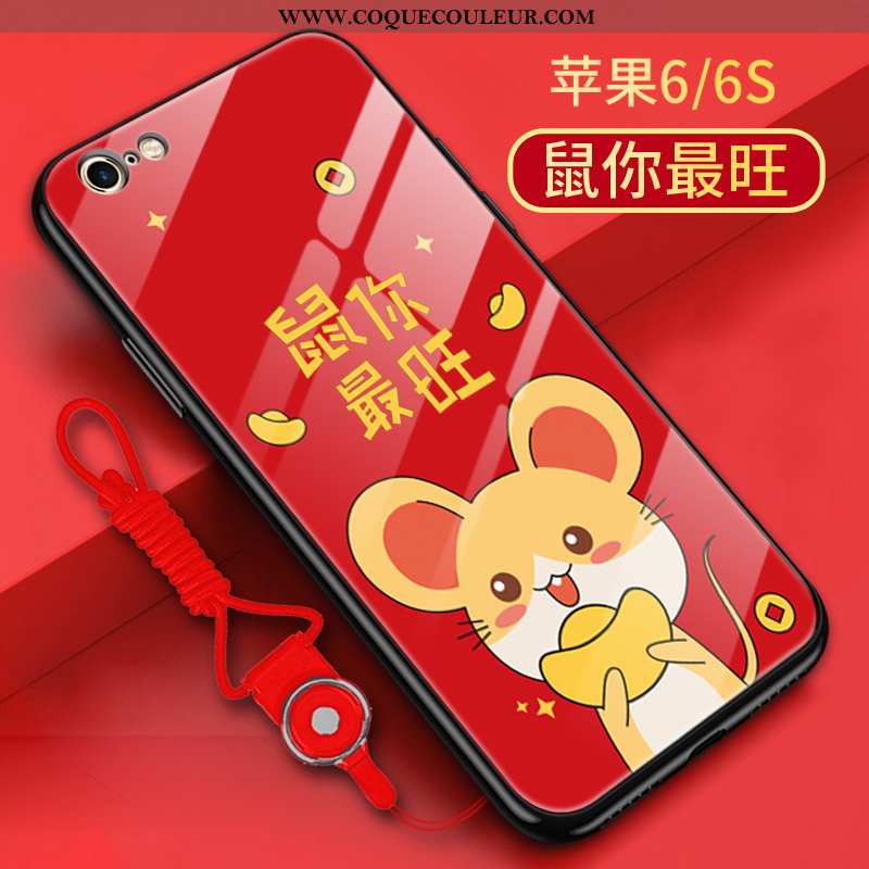 Étui iPhone 6/6s Plus Dessin Animé Nouveau Difficile, Coque iPhone 6/6s Plus Charmant Verre Rouge