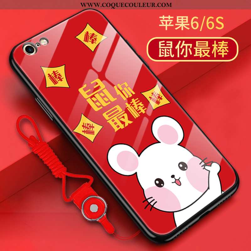 Étui iPhone 6/6s Plus Dessin Animé Nouveau Difficile, Coque iPhone 6/6s Plus Charmant Verre Rouge