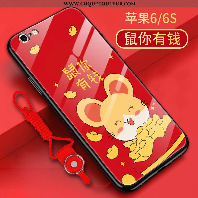 Étui iPhone 6/6s Plus Dessin Animé Nouveau Difficile, Coque iPhone 6/6s Plus Charmant Verre Rouge