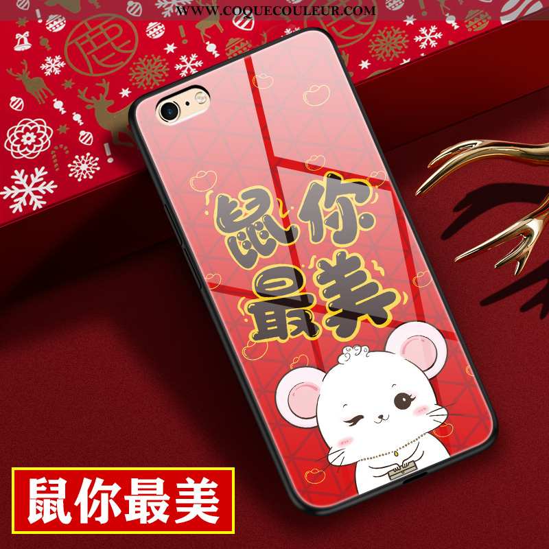 Housse iPhone 6/6s Verre Silicone Dessin Animé, Étui iPhone 6/6s Personnalité Téléphone Portable Rou