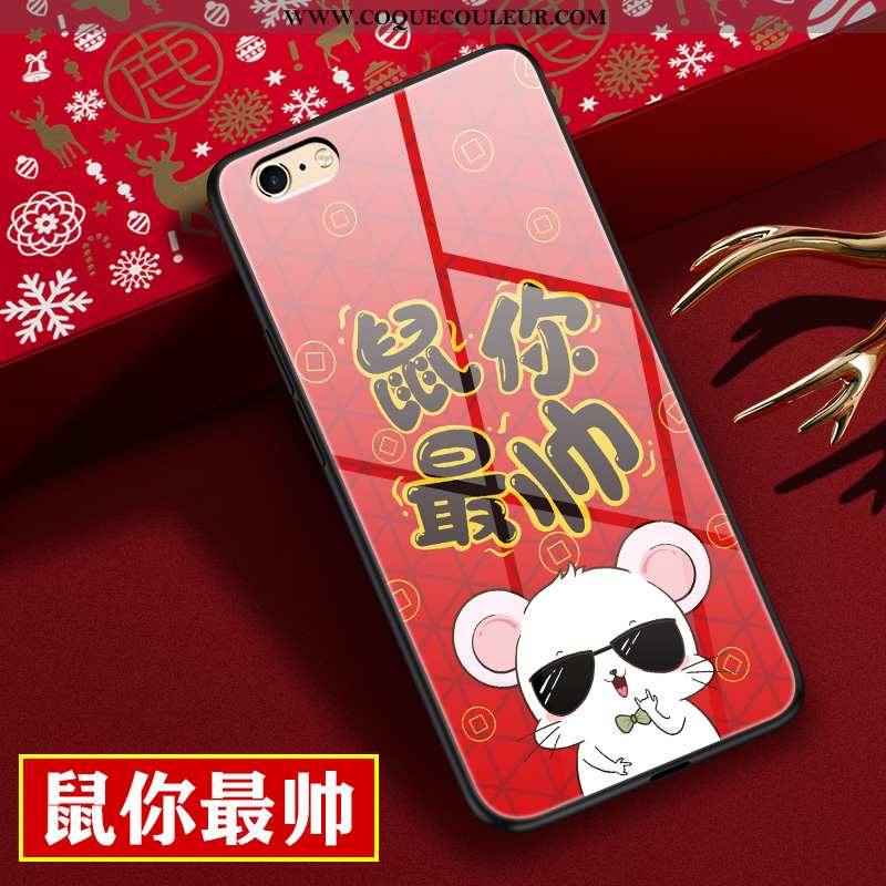 Housse iPhone 6/6s Verre Silicone Dessin Animé, Étui iPhone 6/6s Personnalité Téléphone Portable Rou