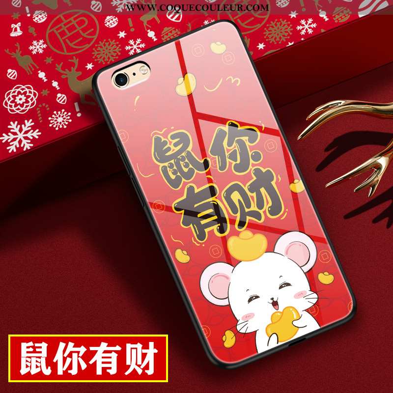 Housse iPhone 6/6s Verre Silicone Dessin Animé, Étui iPhone 6/6s Personnalité Téléphone Portable Rou