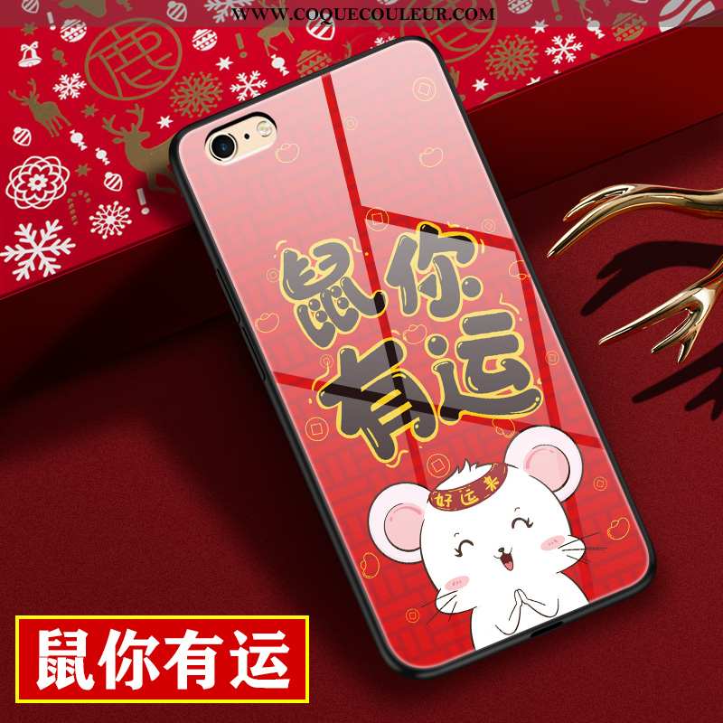 Housse iPhone 6/6s Verre Silicone Dessin Animé, Étui iPhone 6/6s Personnalité Téléphone Portable Rou