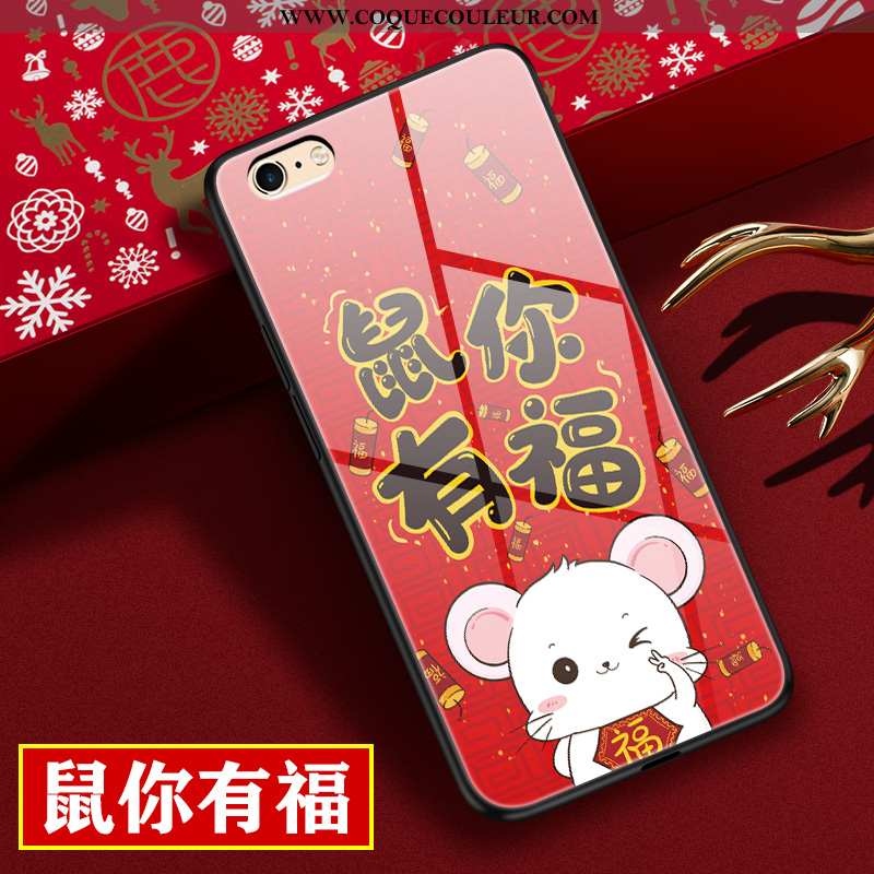 Housse iPhone 6/6s Verre Silicone Dessin Animé, Étui iPhone 6/6s Personnalité Téléphone Portable Rou