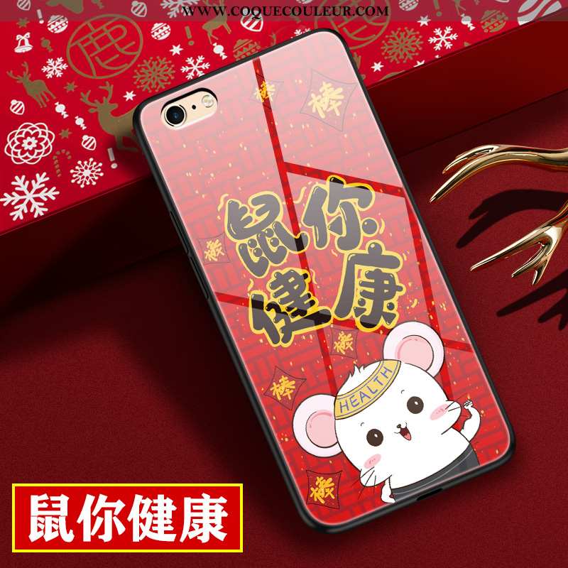 Housse iPhone 6/6s Verre Silicone Dessin Animé, Étui iPhone 6/6s Personnalité Téléphone Portable Rou