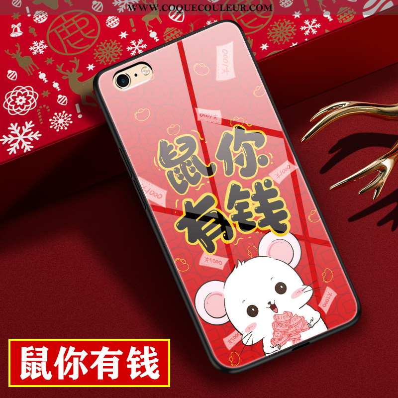 Housse iPhone 6/6s Verre Silicone Dessin Animé, Étui iPhone 6/6s Personnalité Téléphone Portable Rou