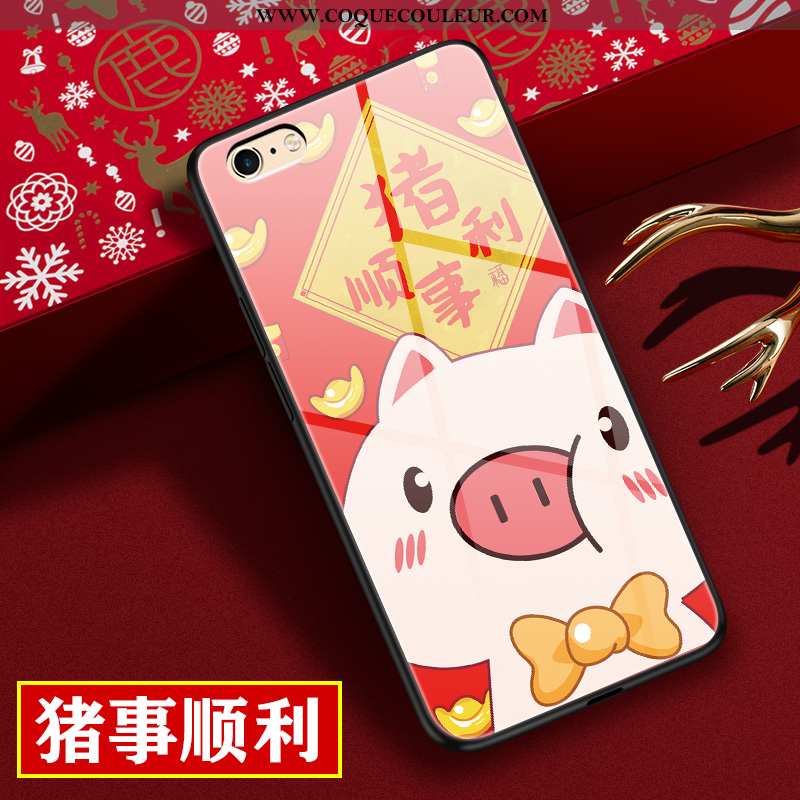 Housse iPhone 6/6s Verre Silicone Dessin Animé, Étui iPhone 6/6s Personnalité Téléphone Portable Rou