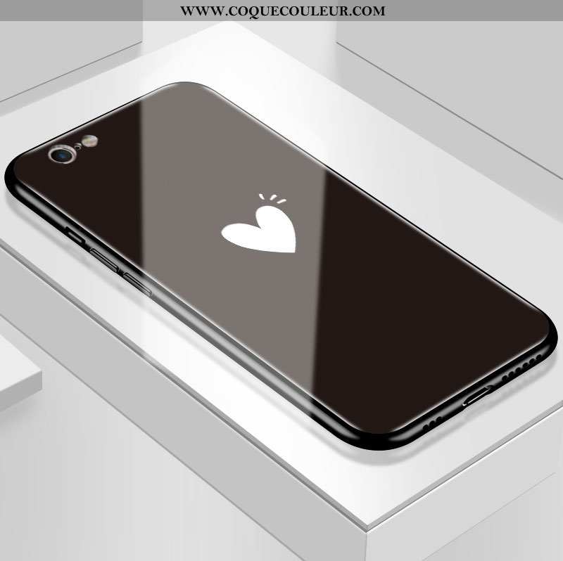 Étui iPhone 6/6s Mode Amoureux Étui, Coque iPhone 6/6s Protection Verre Noir