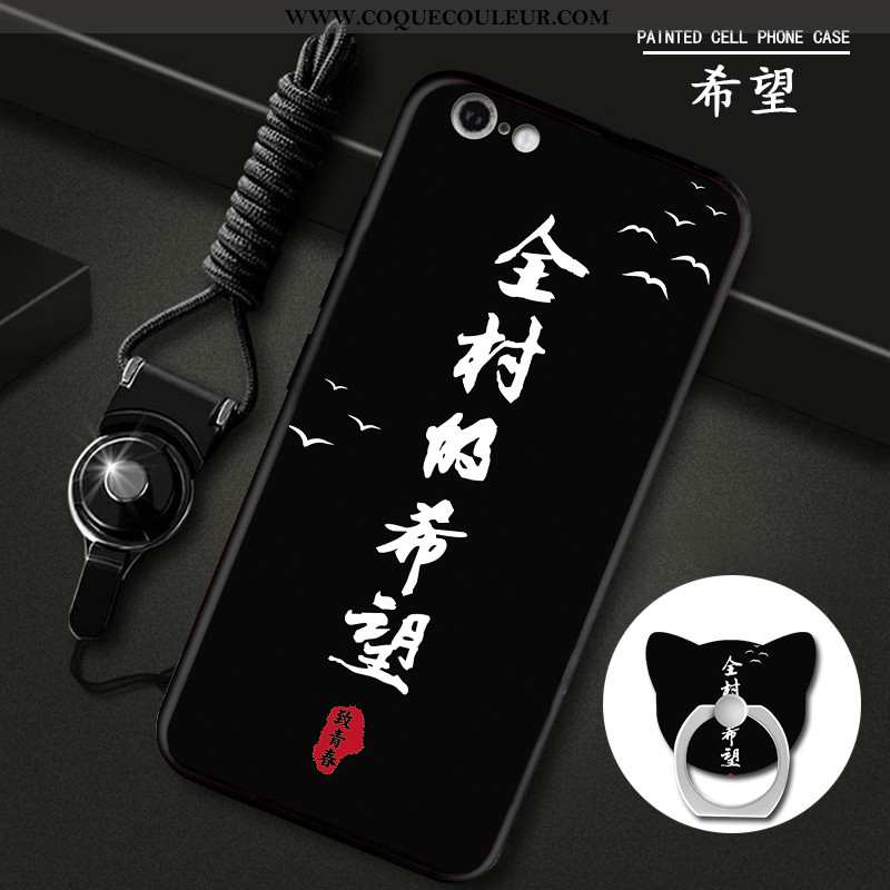 Étui iPhone 6/6s Protection Noir, Coque iPhone 6/6s Délavé En Daim Charmant Noir