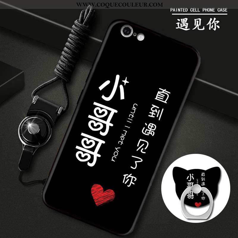 Étui iPhone 6/6s Protection Noir, Coque iPhone 6/6s Délavé En Daim Charmant Noir