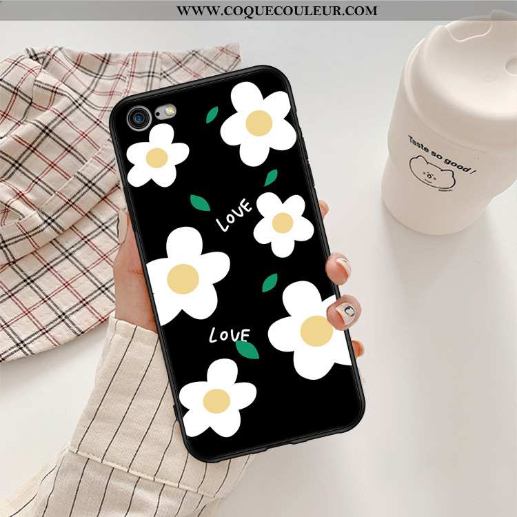 Étui iPhone 6/6s Fluide Doux Incassable Noir, Coque iPhone 6/6s Téléphone Portable Petite Marguerite