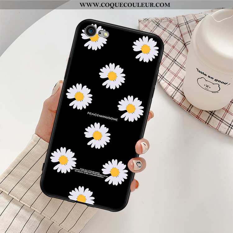 Étui iPhone 6/6s Fluide Doux Incassable Noir, Coque iPhone 6/6s Téléphone Portable Petite Marguerite