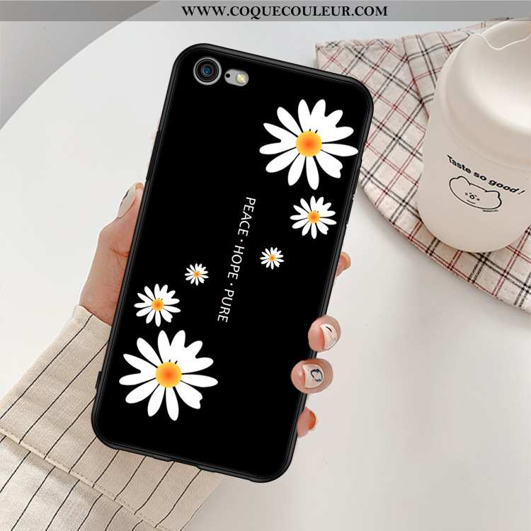 Étui iPhone 6/6s Fluide Doux Incassable Noir, Coque iPhone 6/6s Téléphone Portable Petite Marguerite