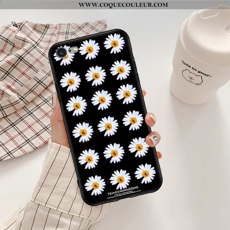 Étui iPhone 6/6s Fluide Doux Incassable Noir, Coque iPhone 6/6s Téléphone Portable Petite Marguerite