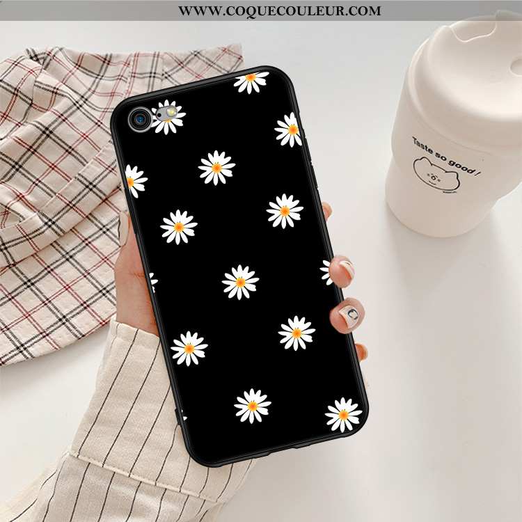 Étui iPhone 6/6s Fluide Doux Incassable Noir, Coque iPhone 6/6s Téléphone Portable Petite Marguerite