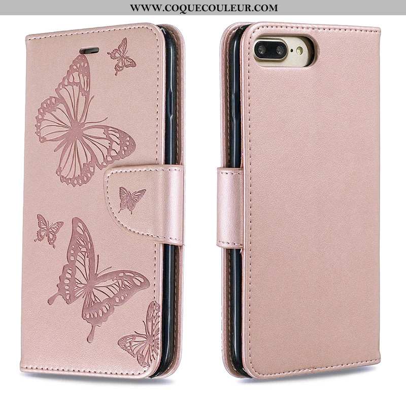 Coque iPhone 7 Plus Protection Housse Gaufrage, iPhone 7 Plus Ornements Suspendus Étui Rose