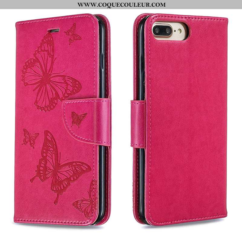 Coque iPhone 7 Plus Protection Housse Gaufrage, iPhone 7 Plus Ornements Suspendus Étui Rose