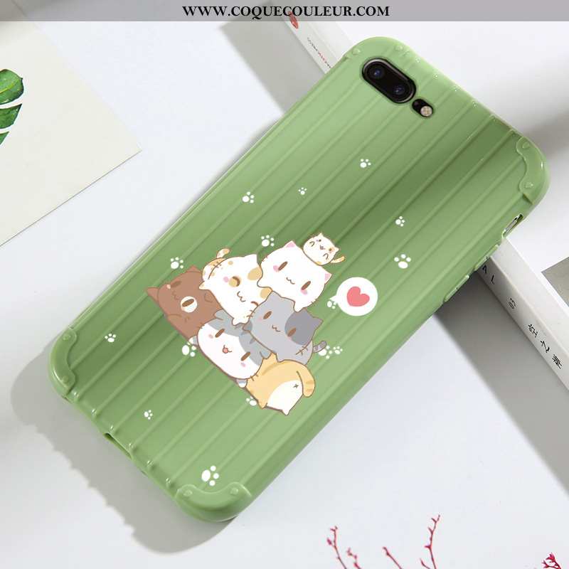 Housse iPhone 7 Plus Dessin Animé Coque Incassable, Étui iPhone 7 Plus Tendance Tout Compris Verte