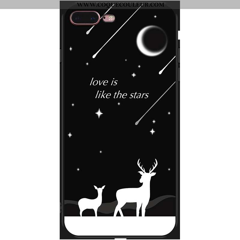 Housse iPhone 7 Plus Fluide Doux Coque Noir, Étui iPhone 7 Plus Incassable Téléphone Portable Noir