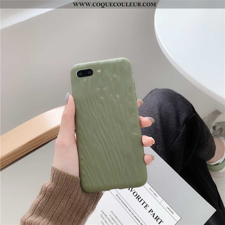 Coque iPhone 7 Plus Fluide Doux Plissé, Housse iPhone 7 Plus Téléphone Portable Simple Verte