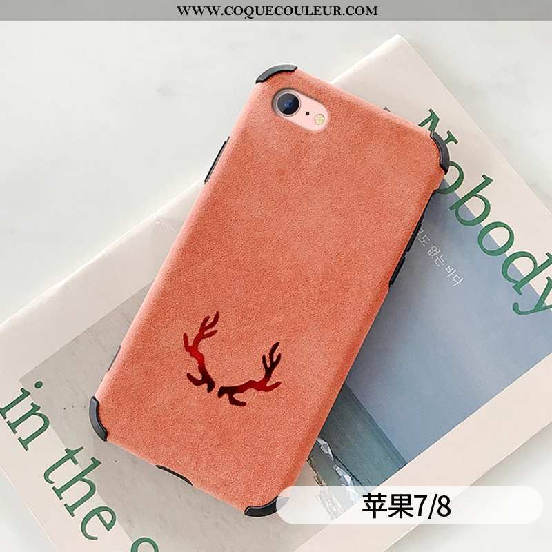 Étui iPhone 7 Cuir Cerf Silicone, Coque iPhone 7 Fluide Doux Net Rouge Verte