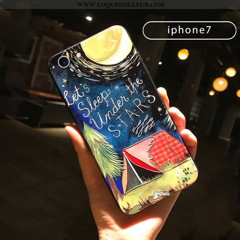Coque iPhone 7 Tendance Incassable Créatif, Housse iPhone 7 Fluide Doux Gaufrage Noir
