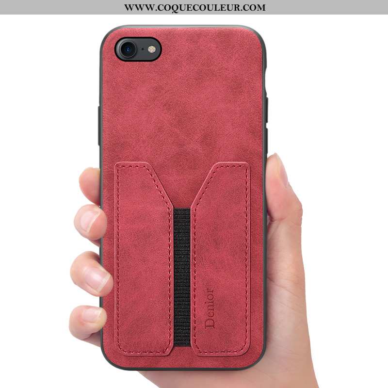 Coque iPhone 7 Portefeuille Téléphone Portable Étui, Housse iPhone 7 Cuir Rouge