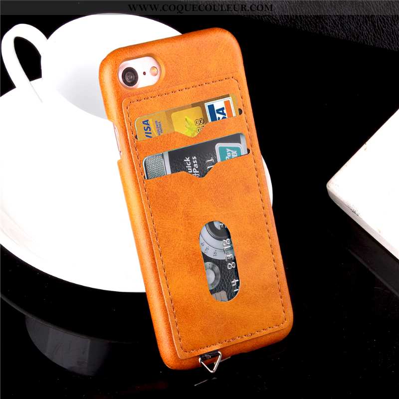 Coque iPhone 7 Cuir Incassable Téléphone Portable, Housse iPhone 7 Protection Étui Orange