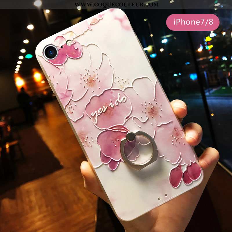 Étui iPhone 7 Ornements Suspendus Art Gaufrage, Coque iPhone 7 Personnalité Téléphone Portable Rose