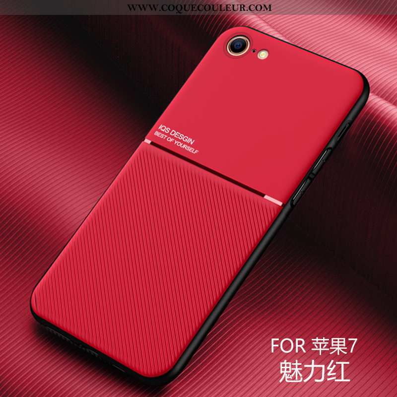 Étui iPhone 7 Cuir Rouge, Coque iPhone 7 Modèle Fleurie Net Rouge