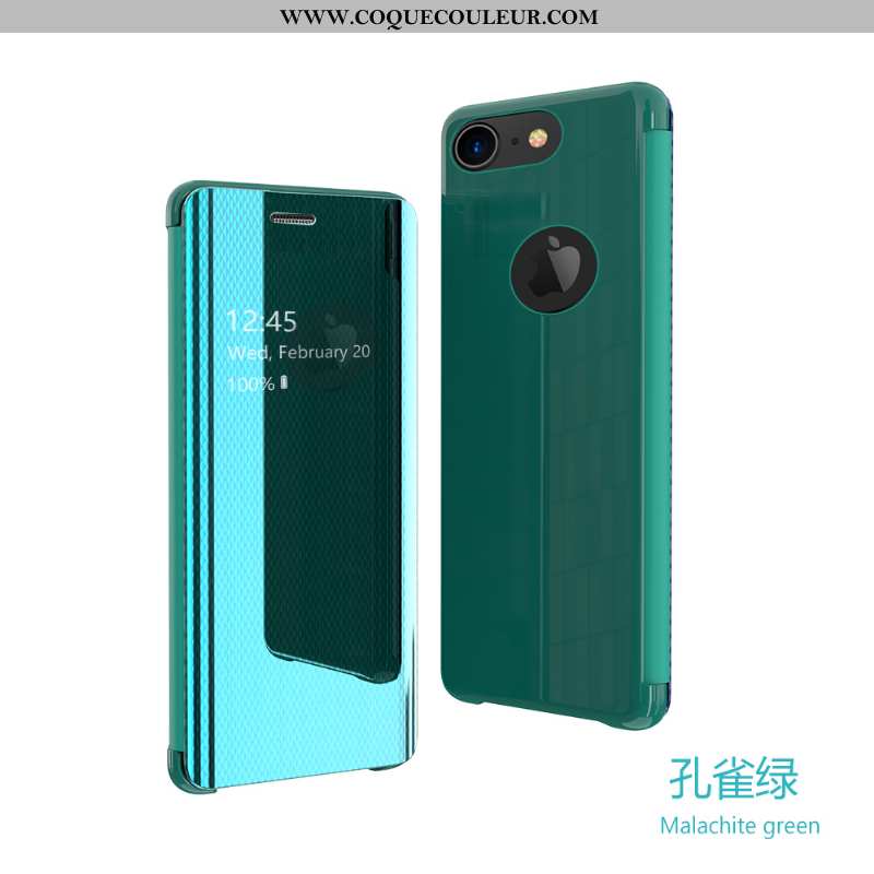 Housse iPhone 7 Modèle Fleurie Tout Compris Miroir, Étui iPhone 7 Transparent Verte