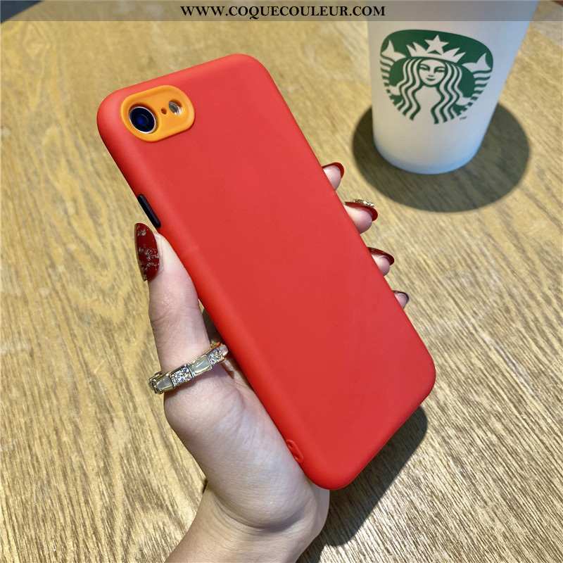 Étui iPhone 7 Délavé En Daim Luxe Tout Compris, Coque iPhone 7 Silicone Rouge