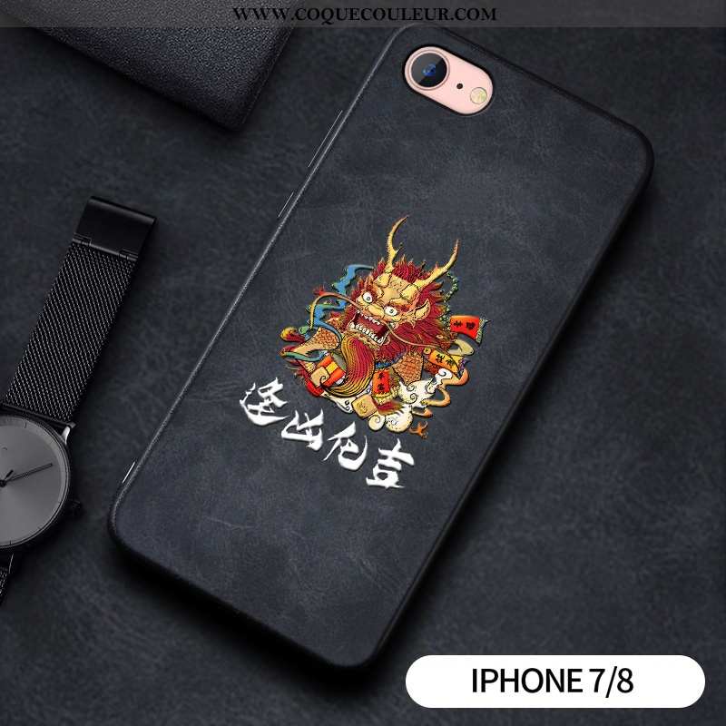 Étui iPhone 7 Silicone Modèle Fleurie Étui, Coque iPhone 7 Protection Nouveau Noir