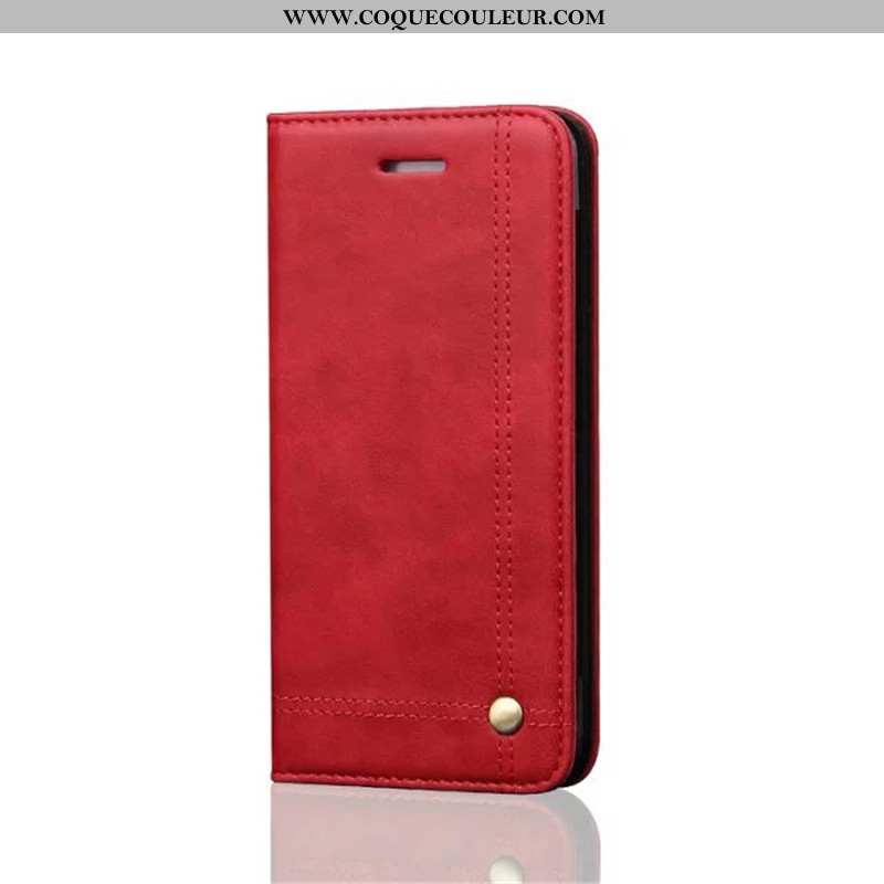 Coque iPhone 7 Fluide Doux Incassable Étui, Housse iPhone 7 Protection Cuir Rouge