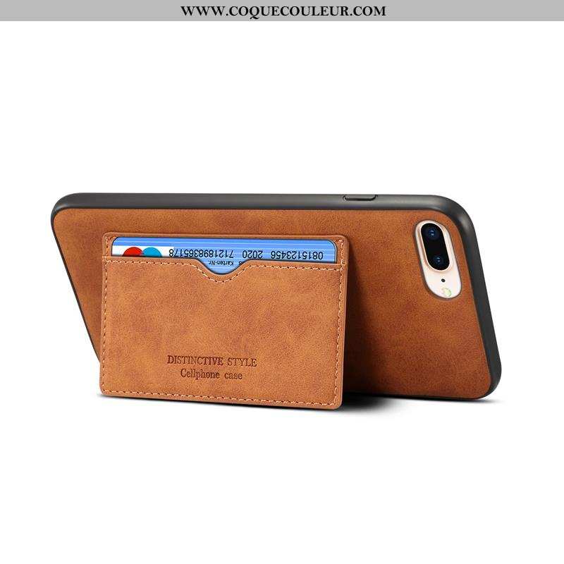 Coque iPhone 8 Plus Cuir Simple Support, Housse iPhone 8 Plus Délavé En Daim Rouge