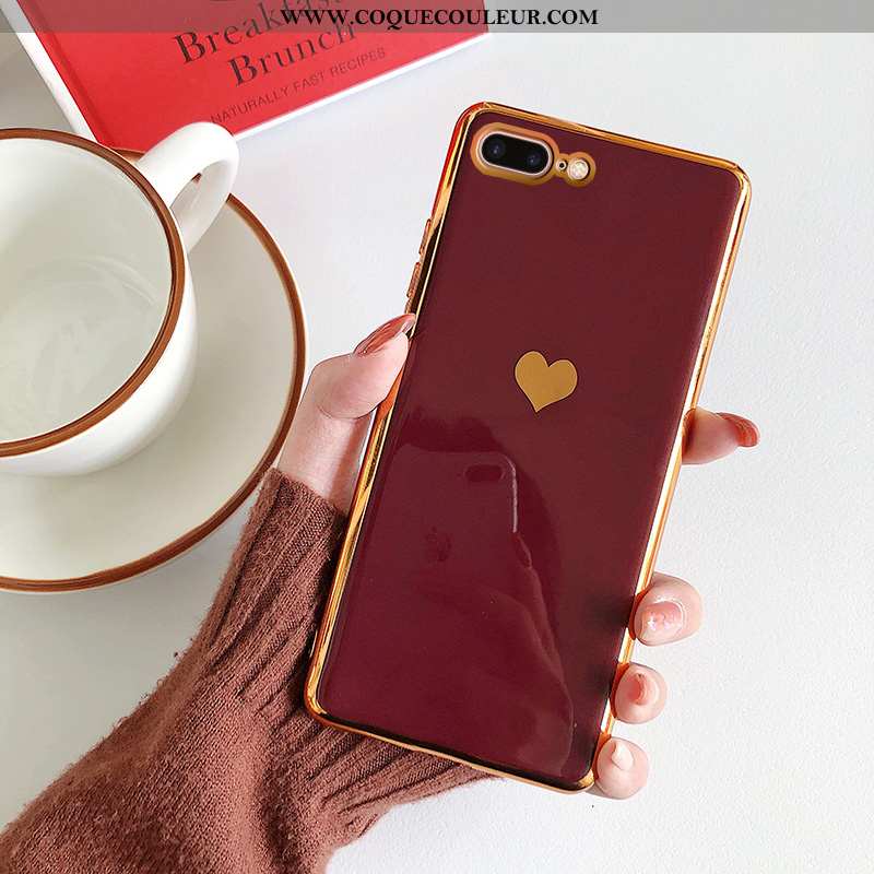 Étui iPhone 8 Plus Silicone Téléphone Portable, Coque iPhone 8 Plus Tendance Rouge