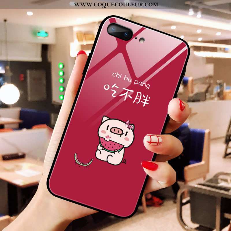 Housse iPhone 8 Plus Verre Téléphone Portable Net Rouge, Étui iPhone 8 Plus Dessin Animé Tendance Ro