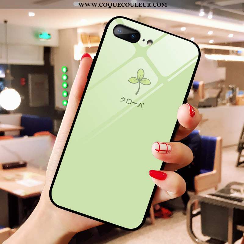 Housse iPhone 8 Plus Verre Vert Fraise, Étui iPhone 8 Plus Dessin Animé Petit Verte