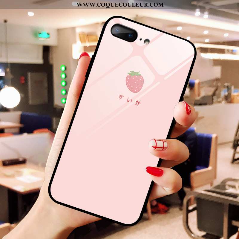 Housse iPhone 8 Plus Verre Vert Fraise, Étui iPhone 8 Plus Dessin Animé Petit Verte