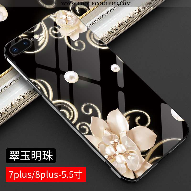 Étui iPhone 8 Plus Mode Sentir Noir, Coque iPhone 8 Plus Protection Luxe Noir