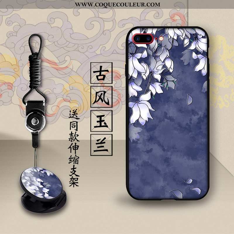 Étui iPhone 8 Plus Créatif Style Chinois Protection, Coque iPhone 8 Plus Gaufrage Noir