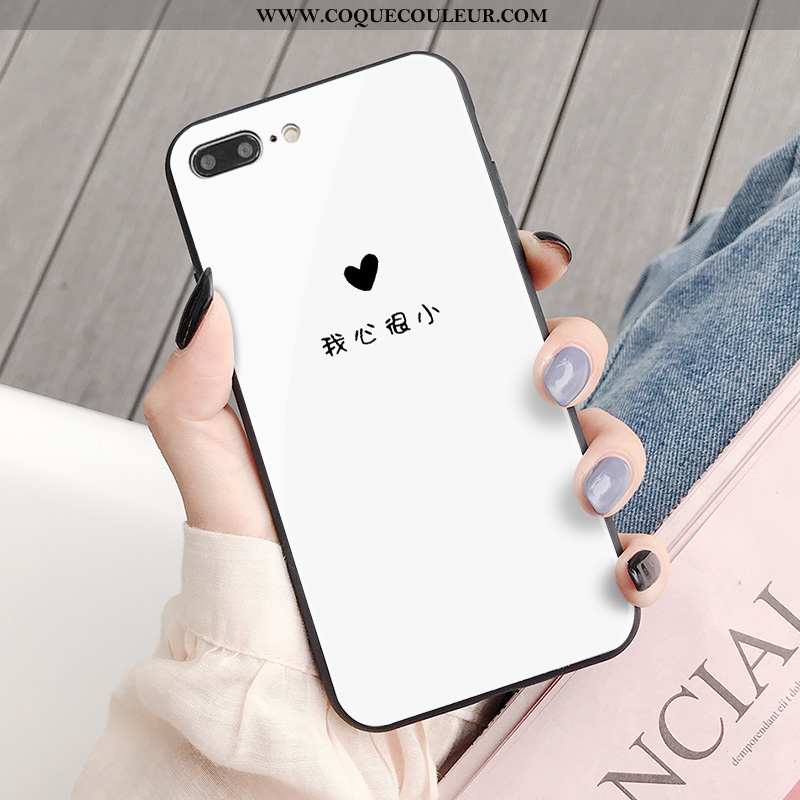 Housse iPhone 8 Plus Créatif Noir Étui, Étui iPhone 8 Plus Tendance Blanc Blanche