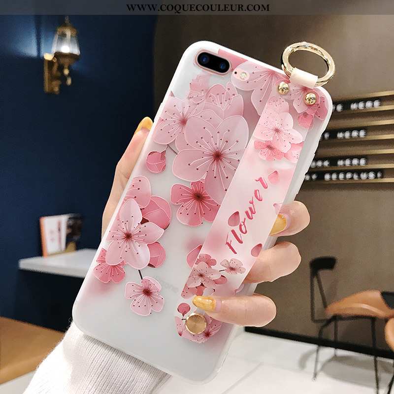 Étui iPhone 8 Plus Fluide Doux Téléphone Portable Délavé En Daim, Coque iPhone 8 Plus Silicone Rose